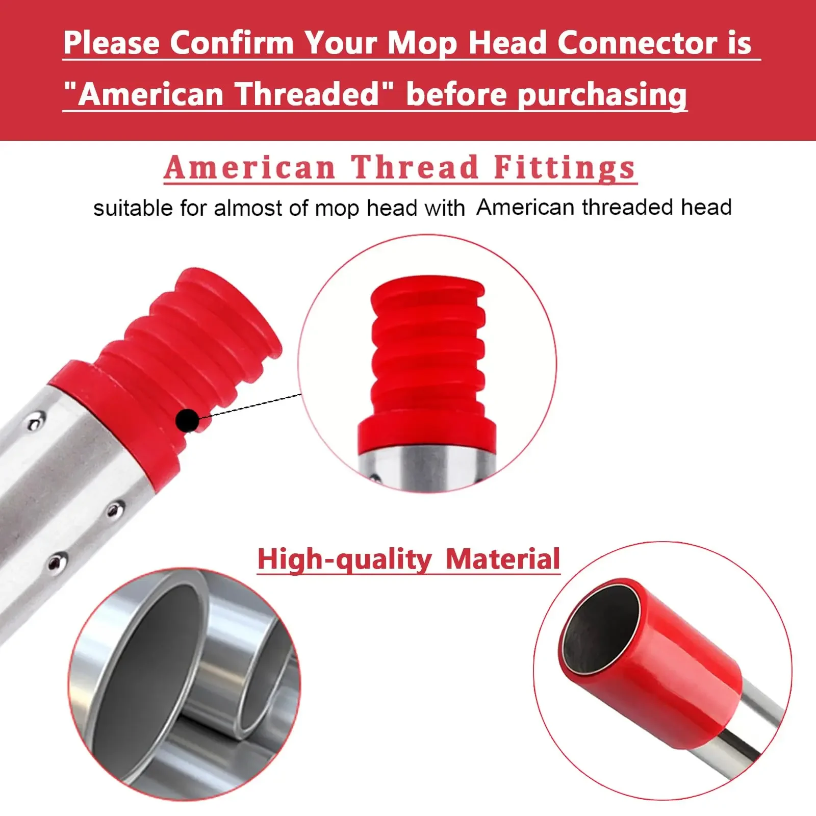 Mop Replacement Handle Compatible with Ocedar/Vileda Turbo Mop Head Replacement Heads, Mop Handle for EasyWring Mop 4