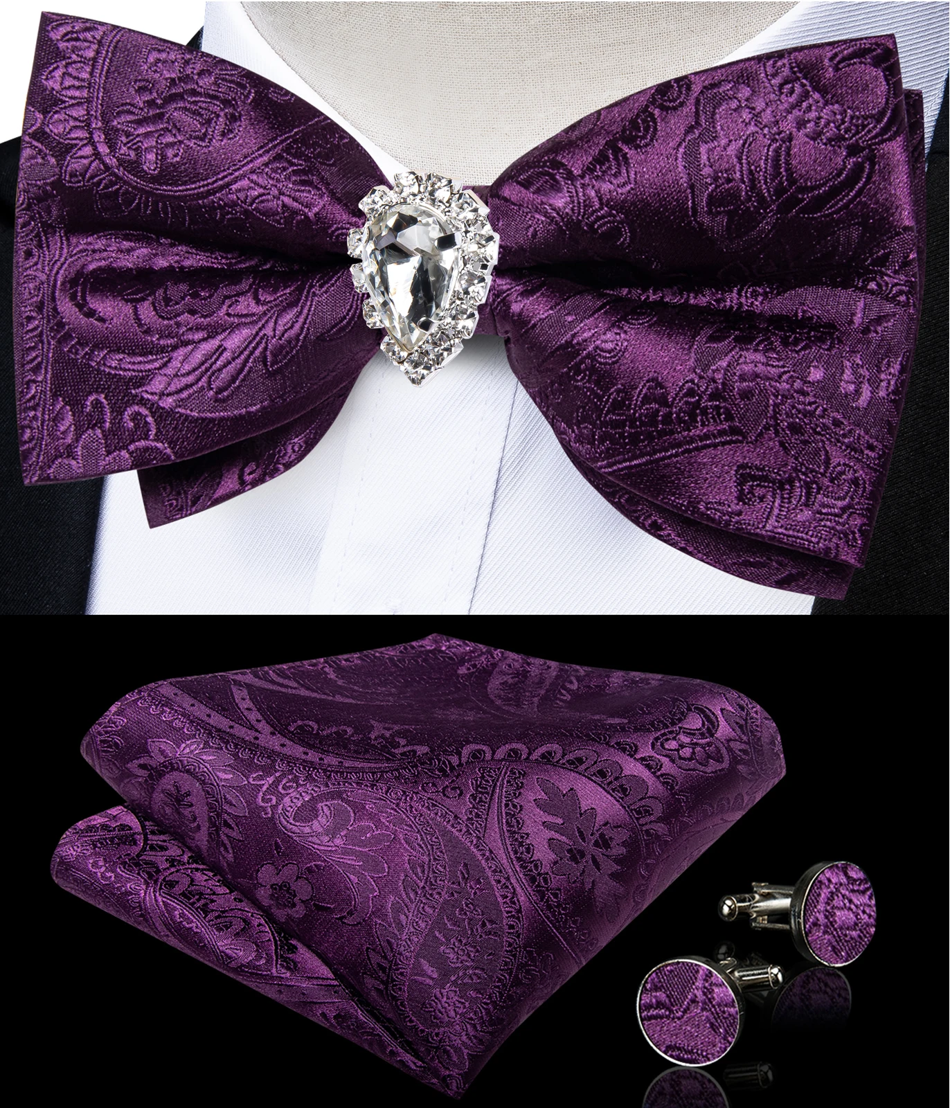 Papillon Prelegato Con Cristallo E Strass Per Uomo E Donna, Accessorio Elegante Per Matrimoni E Feste - 4