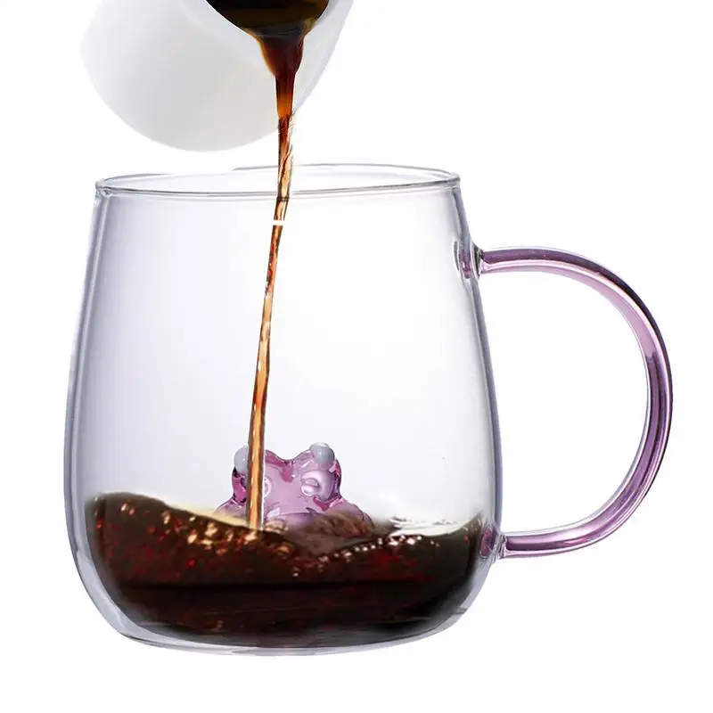 3D Animal Coffee Mug 380ml Transparent 3D Animal Borosilicate Glass Drinking Cups Portable Coffee Cups for Cold & Hot Drinks