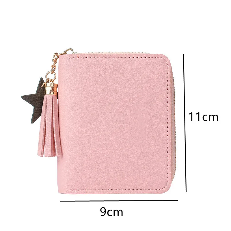 New Simple Fashion Women Coin Purse PU Leather Solid Color Vintage Zipper Short Wallet Exquisite Girls Card Holder Clutch Bag