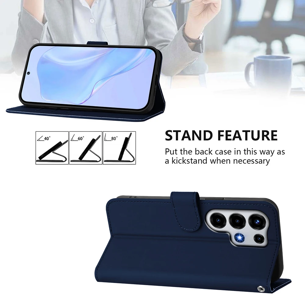 Leather Flip Wallet Phone Cover with Magnetic Closure
