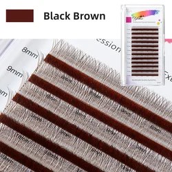 Yelix Ultra-Thin Dark Brown 2D Volume Lashes - Lightweight Premade Eyelash Fans - Mix 8-12mm (Dark Brown)
