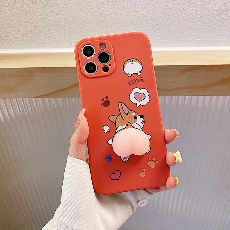 Cartoon Peach Corgi Dog Buttocks Phone Case Cover