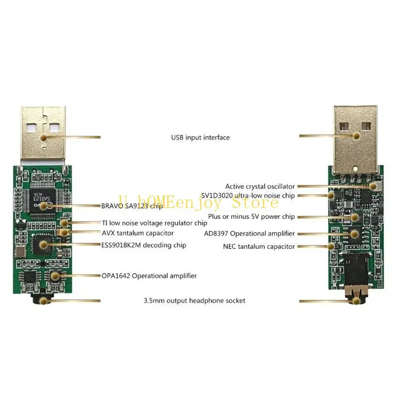 B0KF SA9023A + ES9018K2M USB 휴대용 DAC HIFI 발열 외부 증폭기 컴퓨터 사운드 카드 디코더 용 사운드 카드 디코더