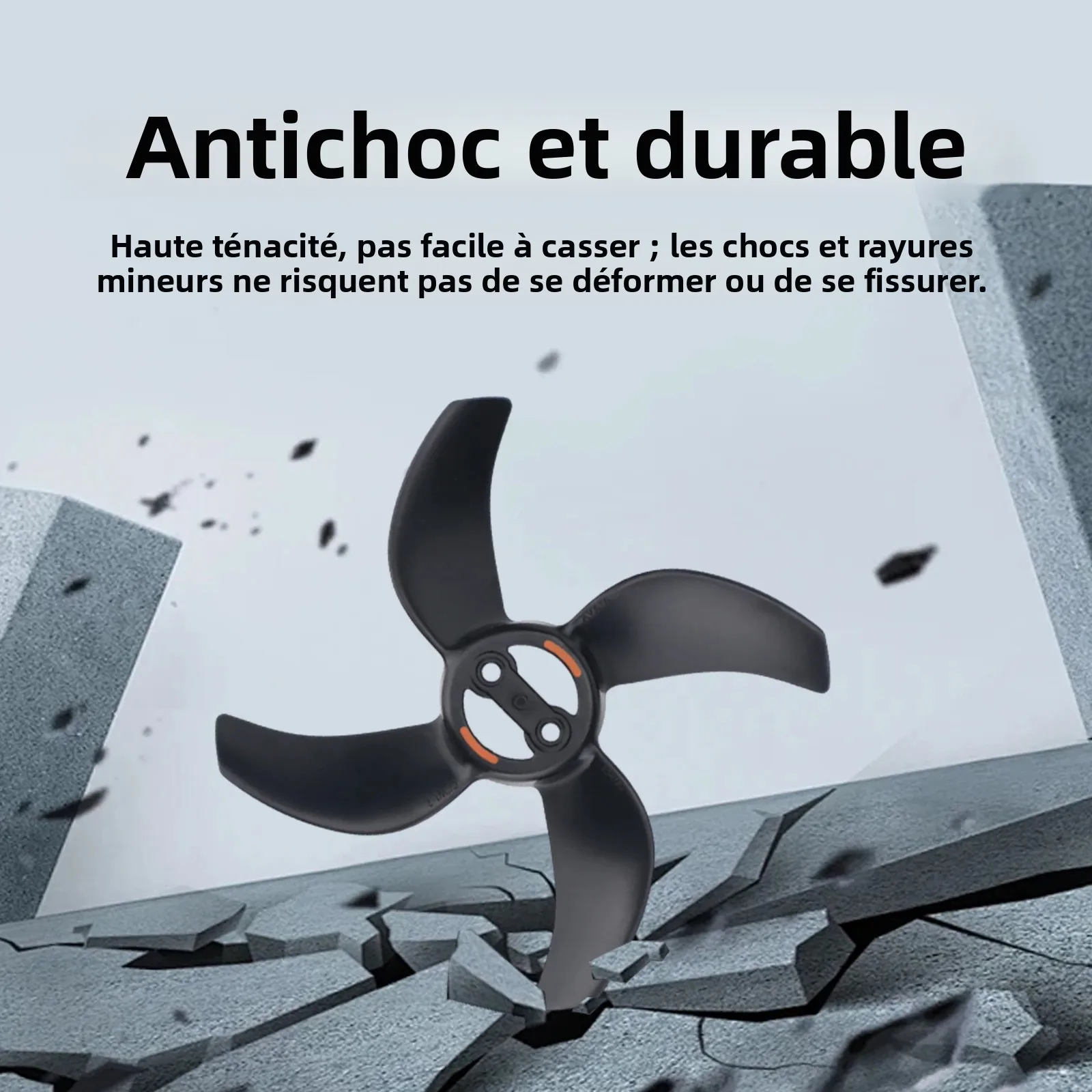 Hélices de rechange pour DJI Avata 360, silencieuses et résistantes, avec détails des pales noires.