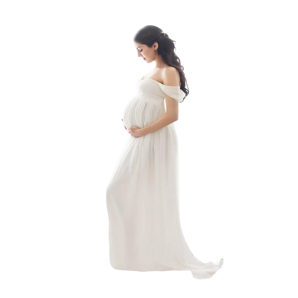Maternity Photography Dress Chiffon Gown Maxi Pregnancy Prop White 3 S63cb6c9f7e314de4ab7b0d358870d9e1H