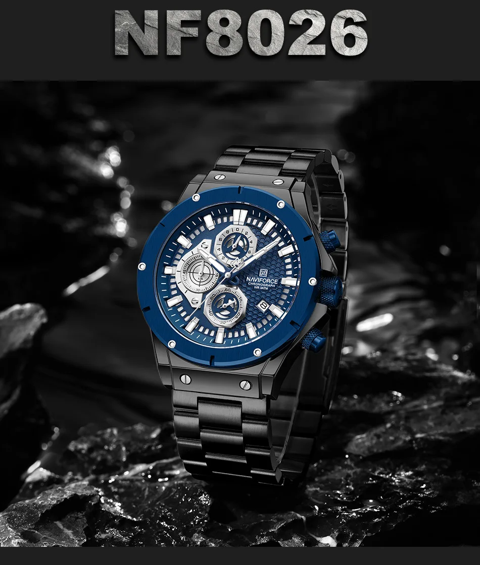 Naviforce 8026 Chronograph Stainless Steel Watch description image 7