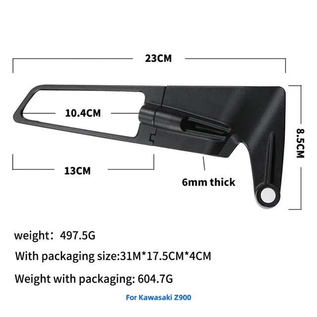 Motorcycle Side View Mirror For Kawasaki Z1000 Z900 Z800 Z750 Z650 Z400 Z300 Z250 Z125 Rearview Mirrors Kits Rotate Adjustable