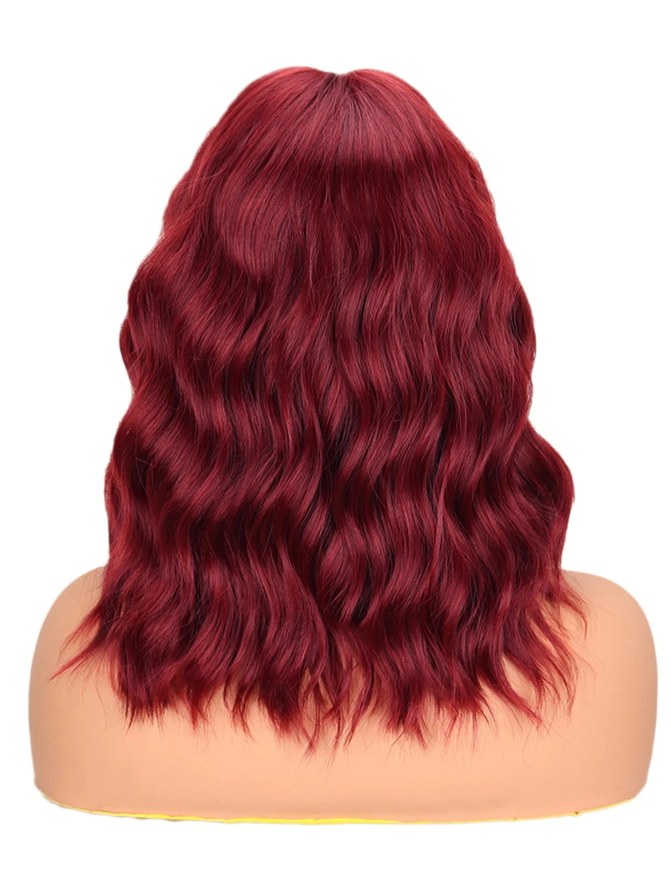 Synthetic Brown Burgundy Curly Wavy Wig for Women