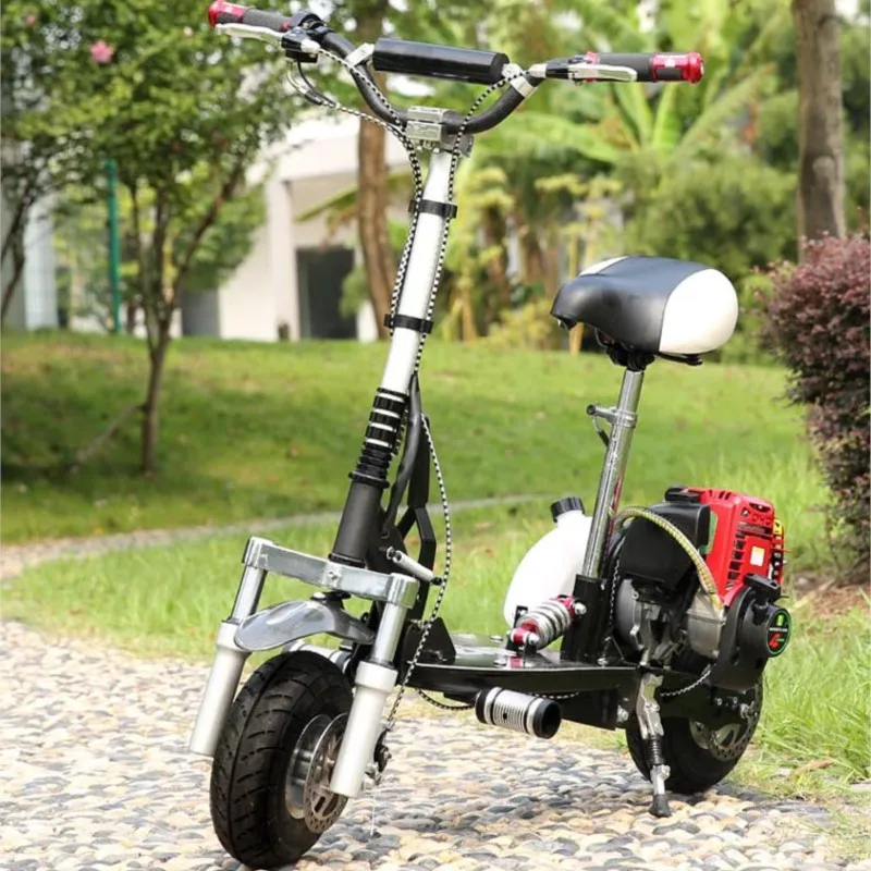 49 cc Two Wheels 4 Stroke Gasoline Scooters Folding Pedals Miniature Walking Gas Scooter