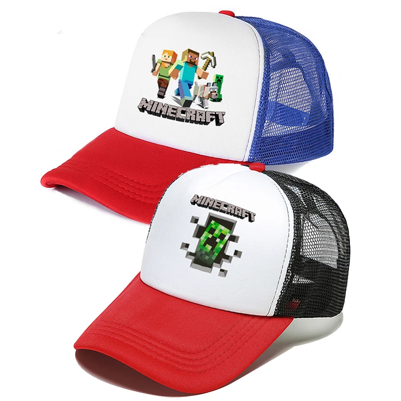  Miner Crafting Pixel Baseball Cap Adorable Sun Cap Fishing Hat for Girl Boy Unisex-Teens Snapback Flat Bill Hip Hop Hat Gift 