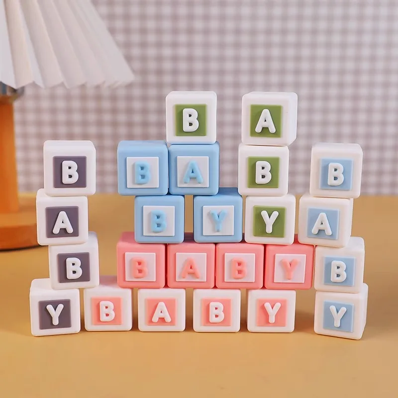 BABY-Würfel, Kuchendeckel, 3D-Buchstaben, Baby-Blöcke für Kinder, 1. Geburtstag, Bären-Thema, Kuchendekoration, Babyparty, Partyzubehör