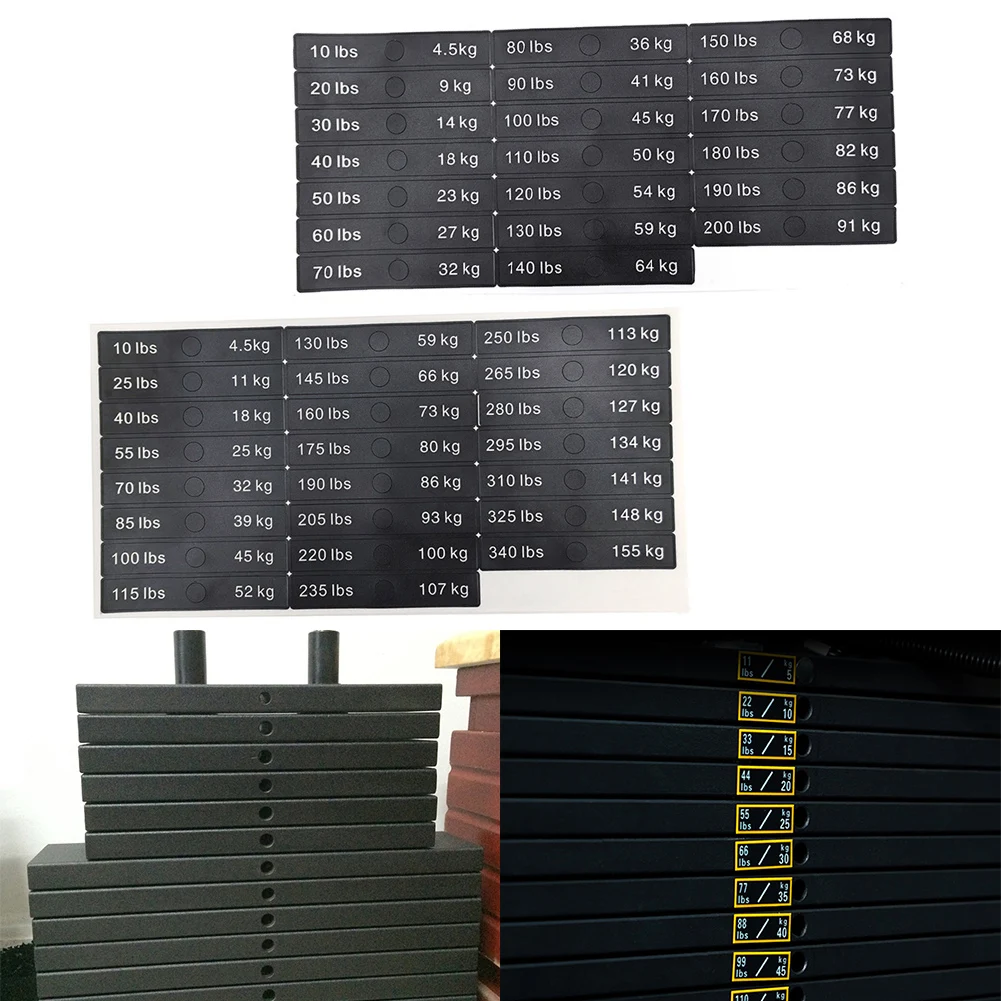 10LB-200LB/340LB Fitness Equipment Weight Identification Stickers PP Plastic Number Weight Stack Label Gym Weight Block Parts 2