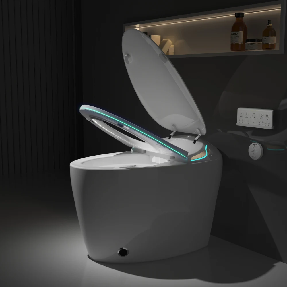 Unique Smart Toilet with Bidet Built In, Intelligent One Piece Toilet For Modern Bathroom, Auto Open/Close Seat, Foot Sensor 4