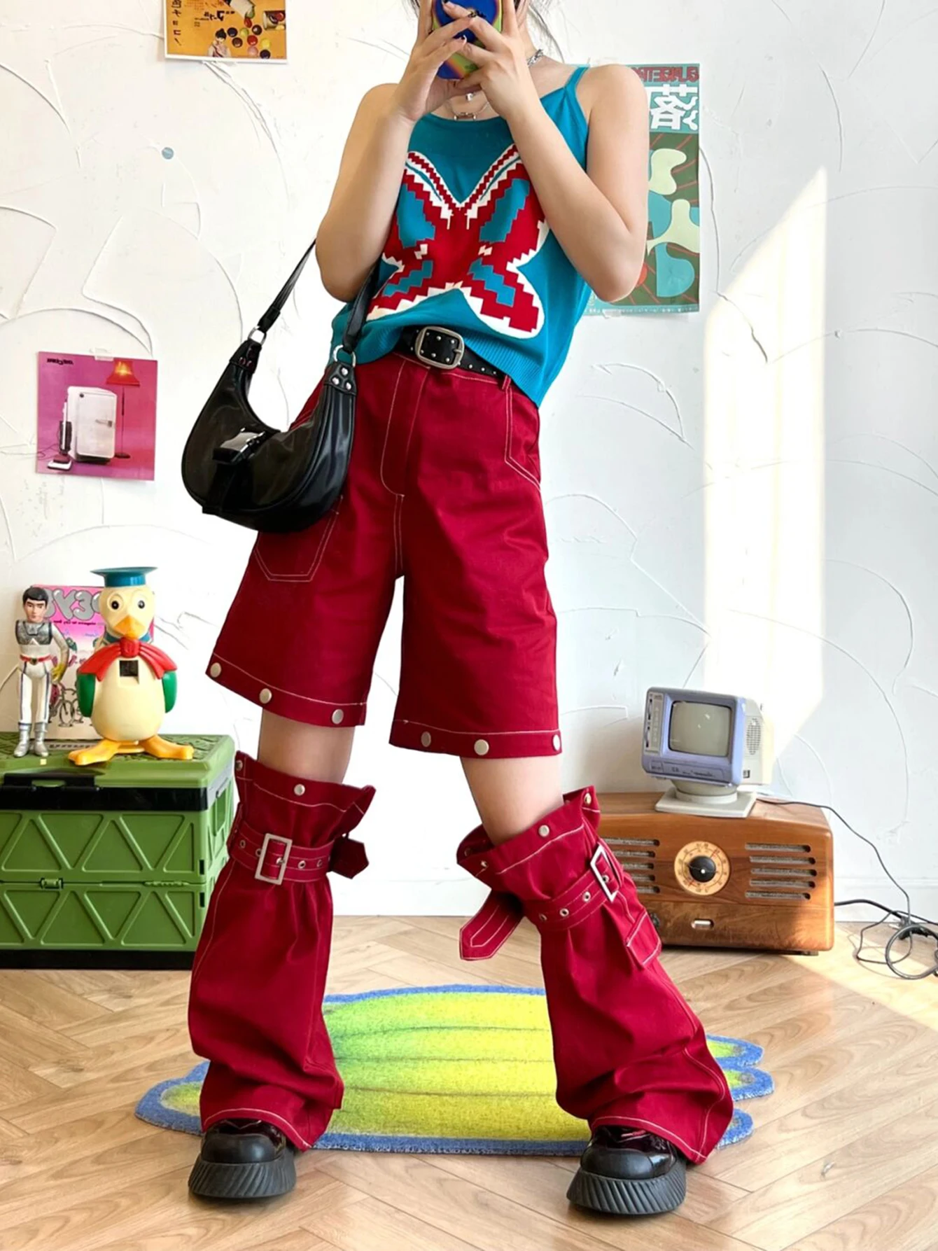 ReddaChic  2 ǽ ݹ Ʈ,  Ĺ ī ,   , Y2k Ʈ    ƮƮ