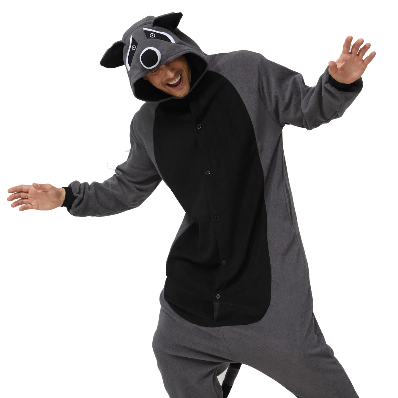 Raccoon adult man animal costume cosplay costume kigurumi one piece pajamas halloween christmas party hooded cartoon pajamas