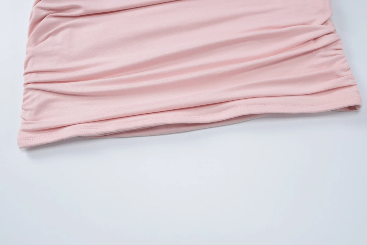 O Neck Long Flare Sleeve Bodycon Mini Dress Solid Ruched Elegant Evening Sweet Party Dresswholesale Korean Clothes