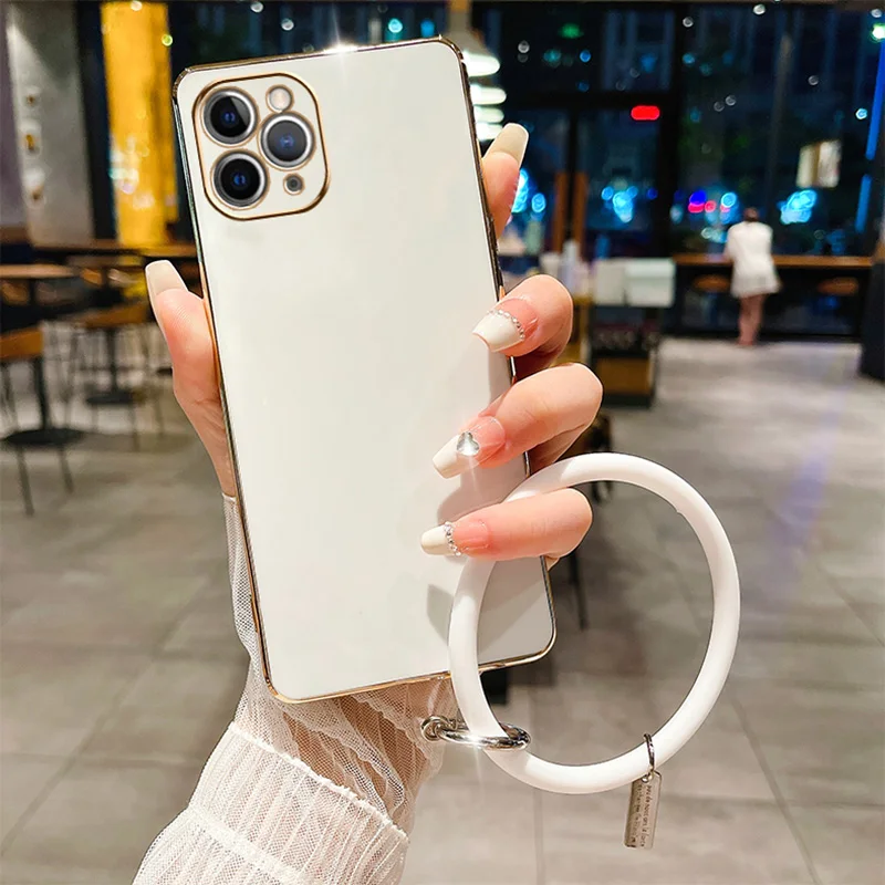 Plating Case For Samsung A34 A54 A53 A32 A33 A22 A13 4G 5G A12 A73 A25 A31 A21S A14 Wristband Bracelet Soft Silicone_voghion.com