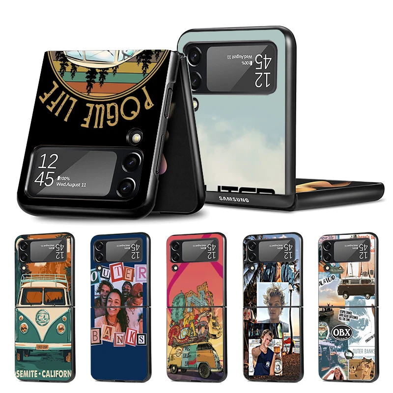 Pogue Life Outer Banks Z Flip 4 Z Flip 4 Phnoe Case Per Samsung Z Flip 3 5 5G Black Hard Shell Galaxy Zflip3 Zflip4 Zflip5 Pain