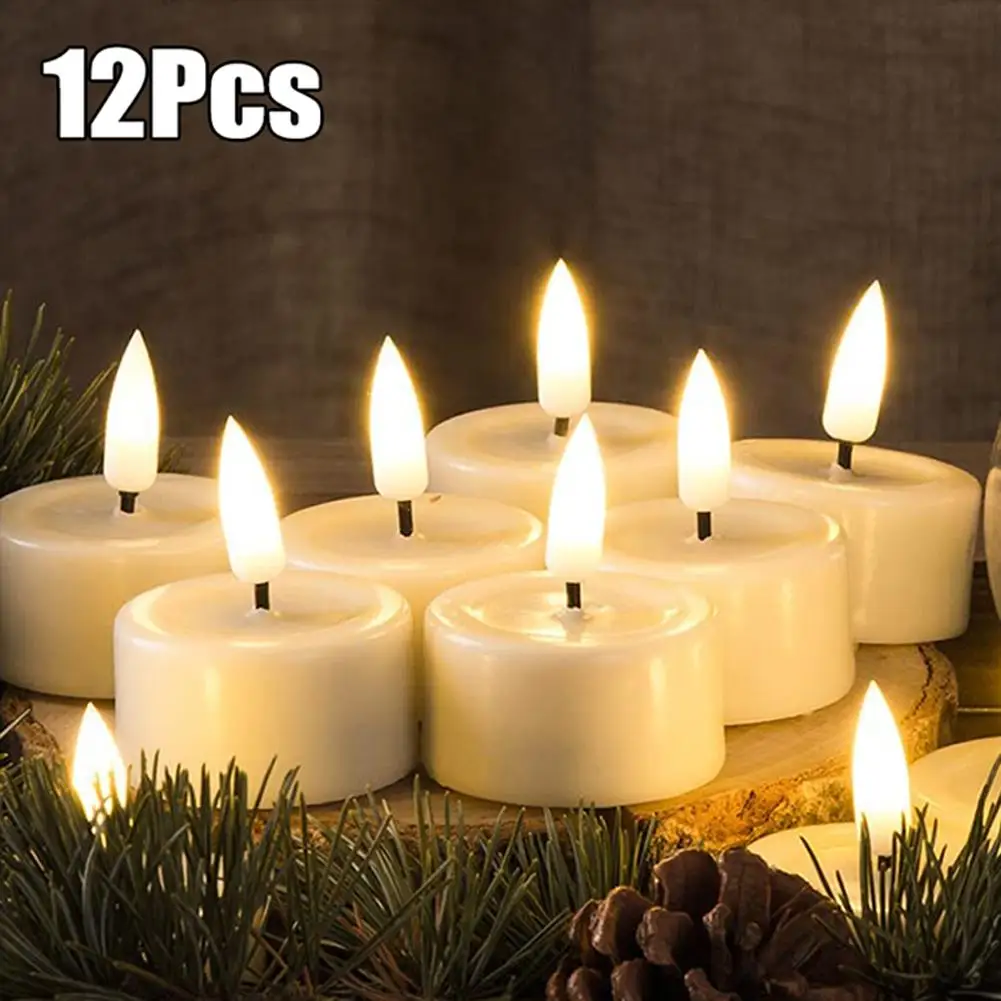 

12Pcs 3D Led Flameless Electronic Candle Light Flickering For Birthday Party Wedding Romantic Atmosphere Decoration Lamp