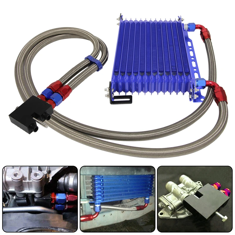 

13 Row AN10 Oil cooler w/Bracket Hose Kit For BMW 3 Series N54 Engine 135 135i E82 335 335i E90 E92 E93 1.6L 06-11 Blue