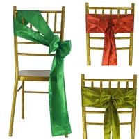 50pcs Satin Chair Bow Sashes Wedding Mariage Party Chair Knots Decor Restuarant Ribbon Butterfuly Tie Birthday Baby Shower Sash 1