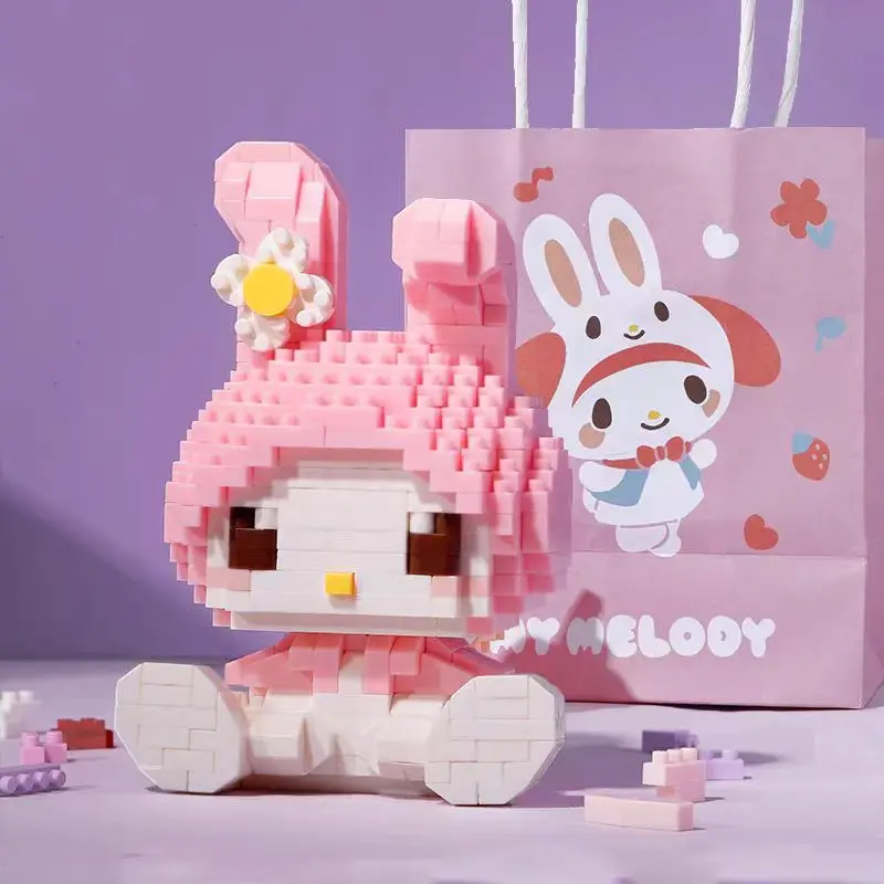 KEEPPLEY Sanrio Anime Hello Kitty My Melody Cinnamoroll Pompompurin Kuromi Building Blocks Girl Kid Holiday Christmas Gift 4