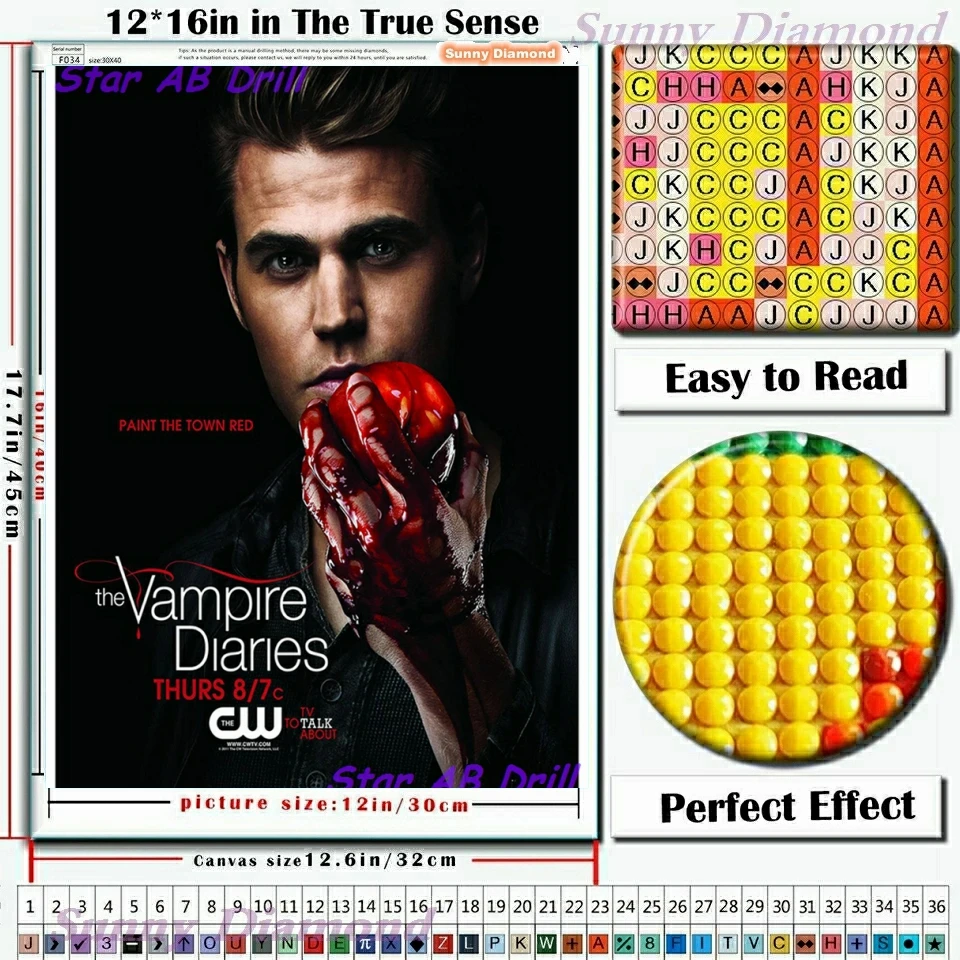 Tv Show 5D Diy Diamond Painting The Vampire Diaries Damon Stefan
