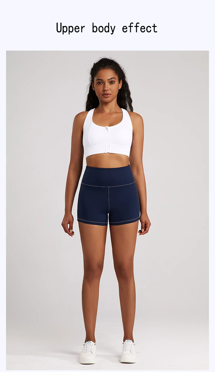 Hot Denim Fitness Women's High Waisted Sport Short Yoga Tennis Running Pilate Bottom with Pocket Tight Biker Shorts Workout Pant