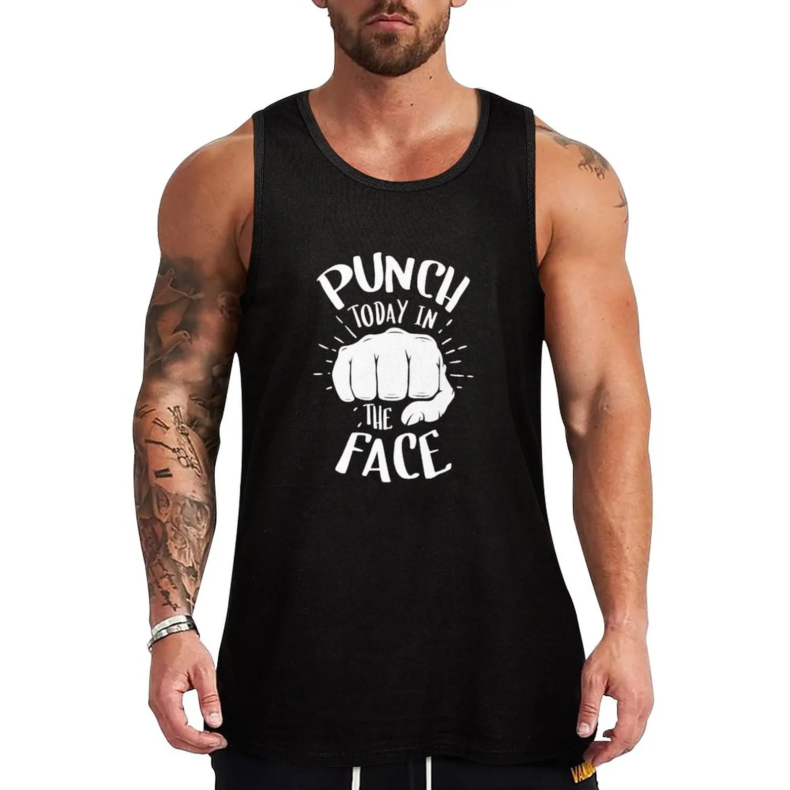 

New Punch today in the face T-shirt Tank Top vests for men bodybuilding t-shirt men clothes