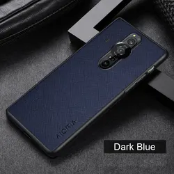 Luxury Cross - Pattern Leather Phone Case - Xperia Pro - I (Dark blue)