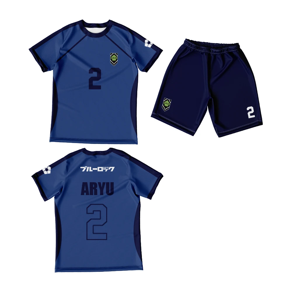 Blue Lock Isagi Yoichi Men T-shirt Shorts Set Cartoon Anime Cosplay Male Tee Shirt Suit Custom Summer Women Jerseys Sets 3