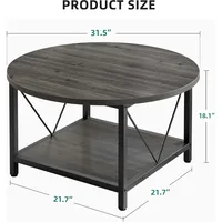 Coffee Tables for Living Room, Round Coffee Table, Small Coffee Table with Storage, 2 Tier Modern Table 2