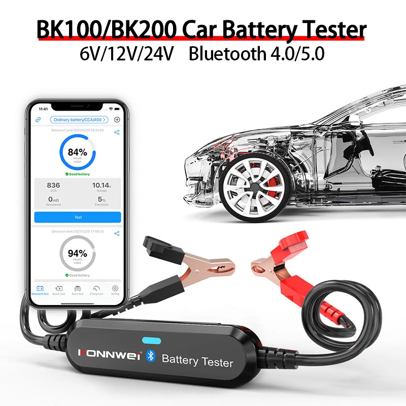 Тестер автомобильного аккумулятора BK100/BK200, 6 в, 12 В, 24 В