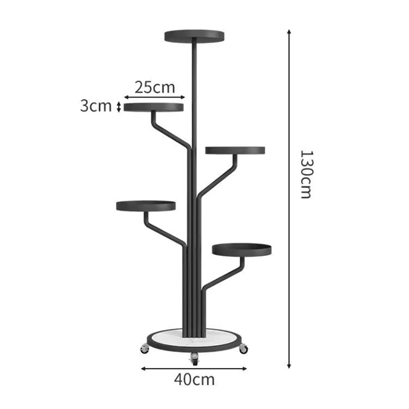 Plant Stand with Wheels Flower Pot Holder Metal Movable Multi Tier Flower Stands for Home Patio Garden Living Room Decoration