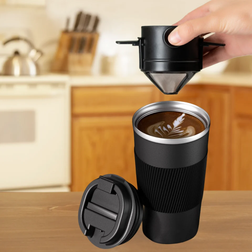 JoGo Cannuccia Portatile Per Caffè E Tè In Acciaio Inox Con Filtro - Macchina Da Caffè Riutilizzabile Zero Waste, Ideale Per Infusione Calda E Fredda, Quarzo Rosa - 4
