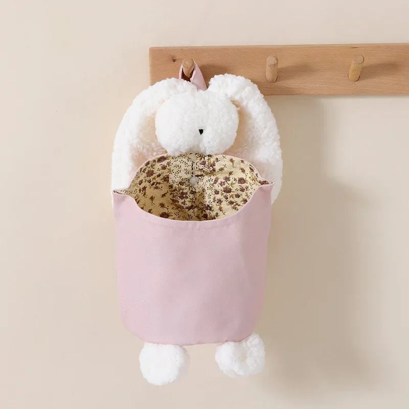 Baby Crib Storage Bag Cotton Cartoon plush rabbit shape Pouch Newborn Bed Headboard Organizer for Baby Bedding Diaper Toys Bag