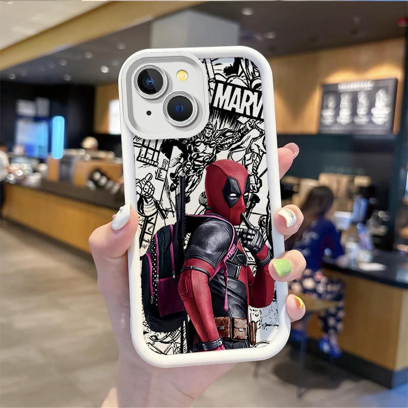 thumbnail image 1 of Funda de teléfono de Deadpool de Marvel, carcasa protectora a prueba de golpes para iPhone 16, 15, 14, 13, 12, 11 Pro Max, 16, 15, 14, 8, 7 Plus, X, XS Max, 8, 7, 1 of 5