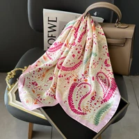 2024 Luxury Silk Shawl Square Scarf for Women Satin Hijab Fashion Wraps Neckerchief Female Hair Bands Ribbon Headband Bandana 5