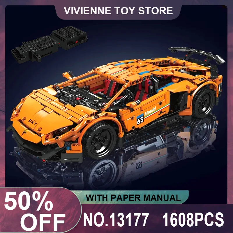 

MOULD KING 13177 MOC 1:10 Technical Super Sports Car Hypercar Model Building Blocks Bricks Puzzle Toys Birthday Gifts For Kids