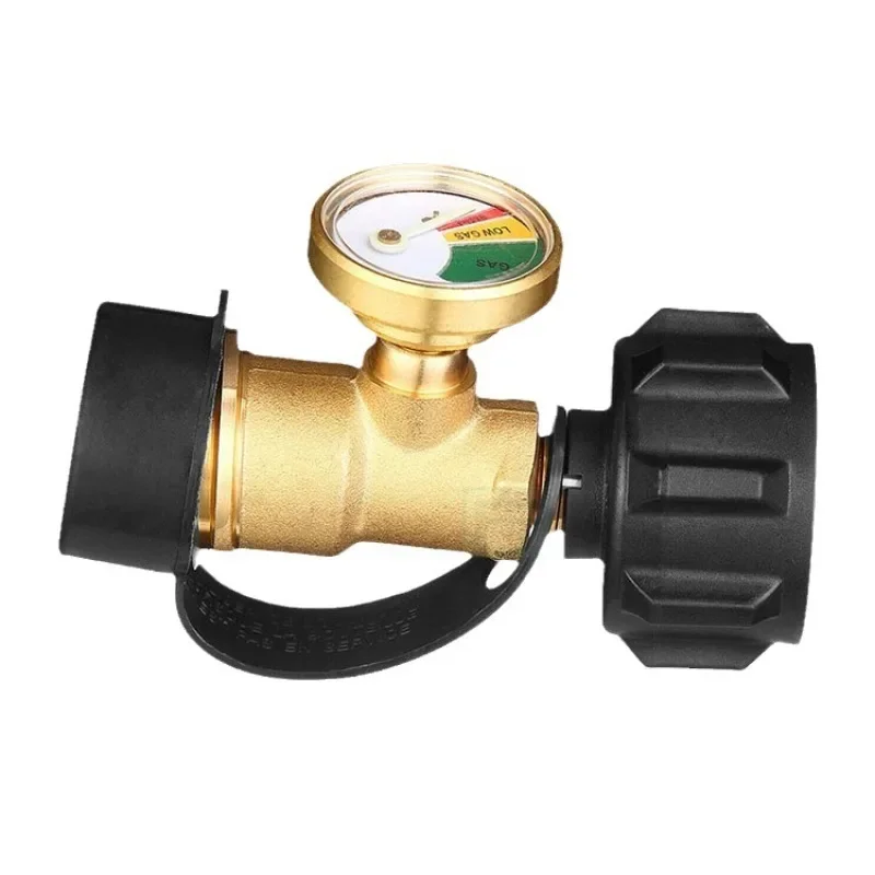 Conversion Joint Propane Gas Tank Joint Flow Detection Gas with Pressure Gauge Valve