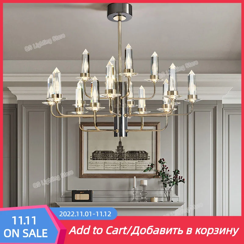 

Хрустальная люстра, современное роскошное украшение в виде свечи для дома, кухни, гостиной, столовой, спальни, потолочный светильник