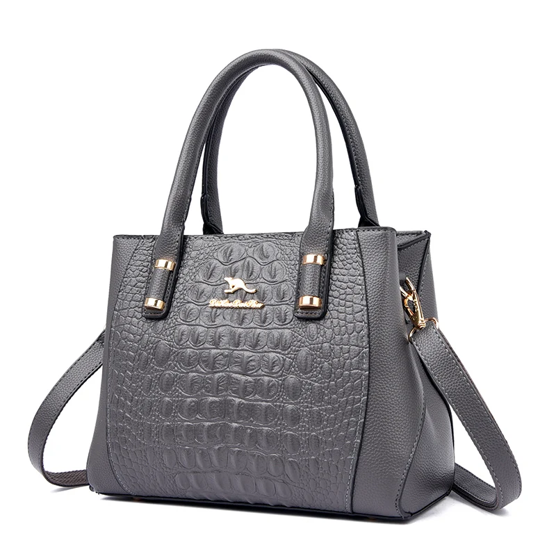 حقيبة كتف نسائية كلاسيكية منقوشة على شكل تمساح PU...