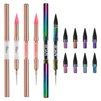 ANGNYA 1Pcs Dual-ended Nail Art Dotting Pen Crayon Rhinestone Crystal Beads Picker Metal Handle Dazzling Color Wax Pencil Tools 2