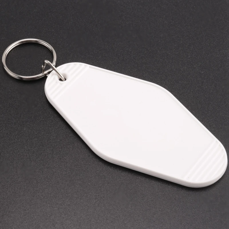 24 Pcs Vintage Motel Keychain Heat Transfer Blank Keychains Bulk Sublimation (White)