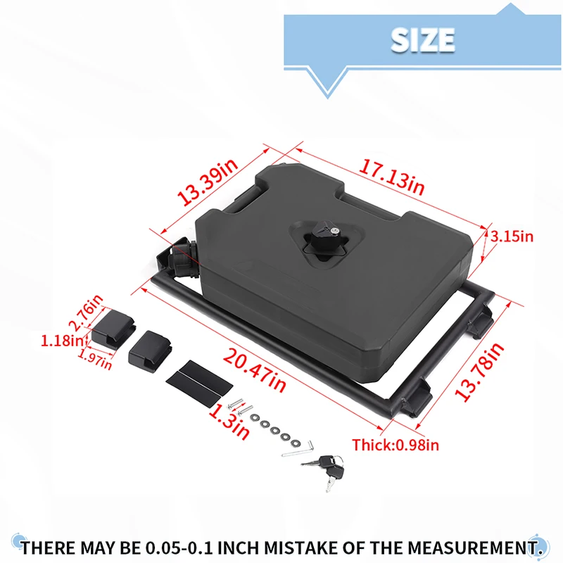 BAWA 7.5L 리어 윈도우 확장형 사다리 랙 + 물/연료 버킷 (지프 랭글러 JL 2018 2019 2020 2021 2022 2023 2024 2025 용)