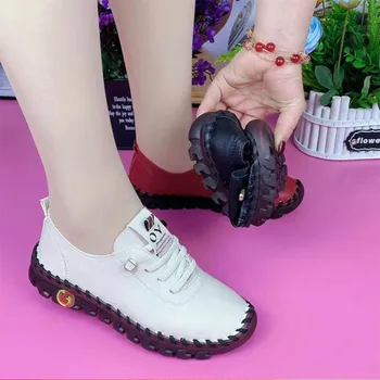 2022 Sneakers Women Shoes Platform Loafers Lace Up Leather Flat Slip-On New Spring Casual Mom Shoe Mujer Zapatos Chaussure Femme 1