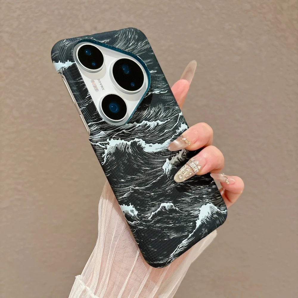 Frameless Luxury Carbon Fiber Wave Magnetic Phone Case