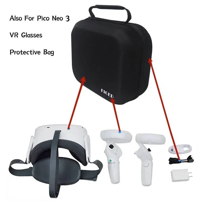 Bag For Oculus Quest 2 /Meta Quest 3/ Pico 4 Case Portable Boxes VR Headset Travel Carrying Case Hard EVA Storage Box Bag