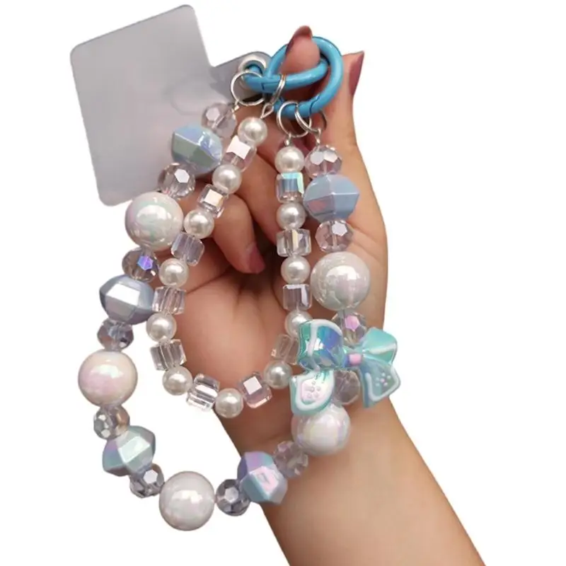 A52E Kristall Harz Perle Telefon Lanyard Mit Bowknot Charme Multifunktionale Armband Telefon Kette Für Smartphones Schlüssel – Detail 10